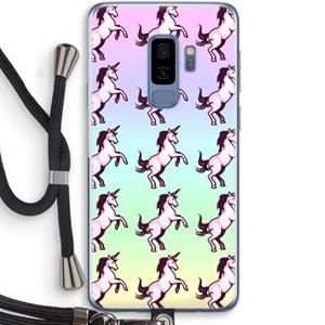 CaseCompany Musketon Unicorn: Samsung Galaxy S9 Plus Transparant Hoesje met koord