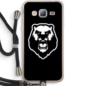 CaseCompany Angry Bear (black): Samsung Galaxy J3 (2016) Transparant Hoesje met koord