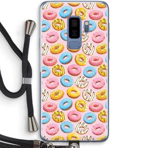 CaseCompany Pink donuts: Samsung Galaxy S9 Plus Transparant Hoesje met koord