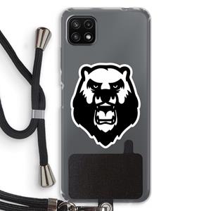 CaseCompany Angry Bear (white): Samsung Galaxy A22 5G Transparant Hoesje met koord