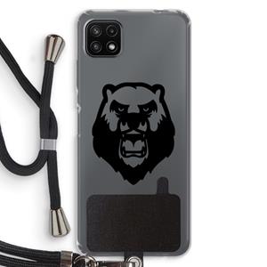 CaseCompany Angry Bear (black): Samsung Galaxy A22 5G Transparant Hoesje met koord