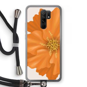 CaseCompany Orange Ellila flower: Xiaomi Redmi 9 Transparant Hoesje met koord