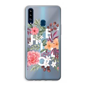CaseCompany Hello in flowers: Samsung Galaxy A20s Transparant Hoesje