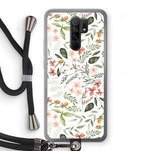 CaseCompany Sweet little flowers: Xiaomi Redmi 9 Transparant Hoesje met koord