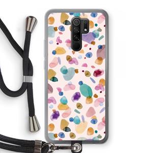 CaseCompany Terrazzo Memphis Pink: Xiaomi Redmi 9 Transparant Hoesje met koord