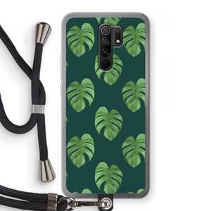 CaseCompany Monstera leaves: Xiaomi Redmi 9 Transparant Hoesje met koord