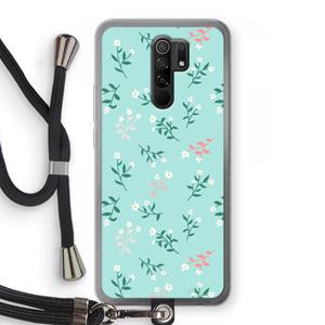 CaseCompany Small white flowers: Xiaomi Redmi 9 Transparant Hoesje met koord