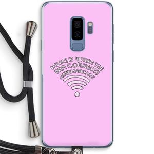 CaseCompany Home Is Where The Wifi Is: Samsung Galaxy S9 Plus Transparant Hoesje met koord