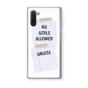 CaseCompany No Girls Allowed Unless: Samsung Galaxy Note 10 Transparant Hoesje