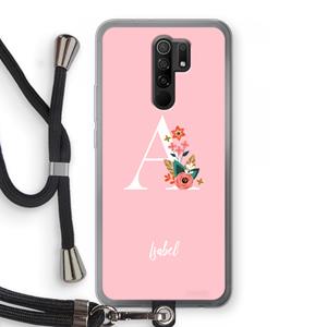 CaseCompany Pink Bouquet: Xiaomi Redmi 9 Transparant Hoesje met koord