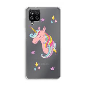 CaseCompany Roze eenhoorn: Samsung Galaxy A12 Transparant Hoesje