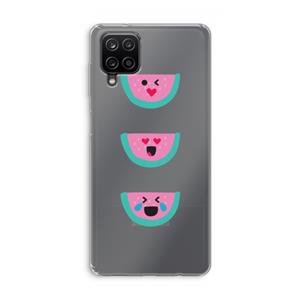 CaseCompany Smiley watermeloen: Samsung Galaxy A12 Transparant Hoesje