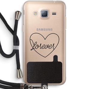 CaseCompany Forever heart black: Samsung Galaxy J3 (2016) Transparant Hoesje met koord