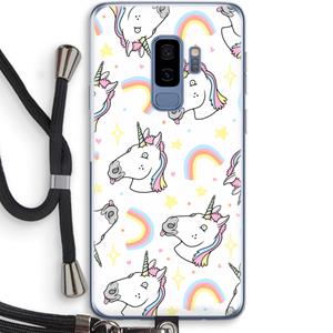 CaseCompany Rainbow Unicorn: Samsung Galaxy S9 Plus Transparant Hoesje met koord