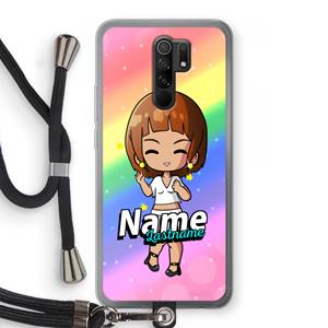 CaseCompany Chibi Maker vrouw: Xiaomi Redmi 9 Transparant Hoesje met koord