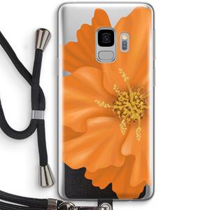 CaseCompany Orange Ellila flower: Samsung Galaxy S9 Transparant Hoesje met koord
