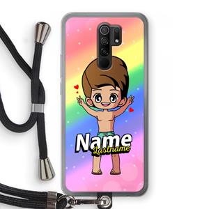 CaseCompany Chibi Maker man: Xiaomi Redmi 9 Transparant Hoesje met koord