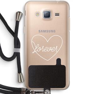 CaseCompany Forever heart pastel: Samsung Galaxy J3 (2016) Transparant Hoesje met koord