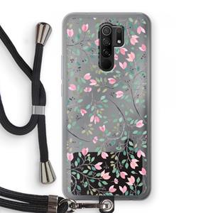 CaseCompany Sierlijke bloemen: Xiaomi Redmi 9 Transparant Hoesje met koord