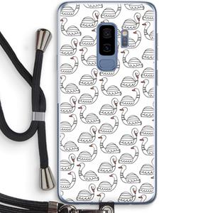 CaseCompany Zwanen: Samsung Galaxy S9 Plus Transparant Hoesje met koord