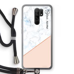 CaseCompany Marmer in stijl: Xiaomi Redmi 9 Transparant Hoesje met koord