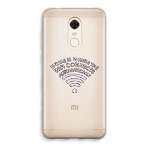 CaseCompany Home Is Where The Wifi Is: Xiaomi Redmi 5 Transparant Hoesje