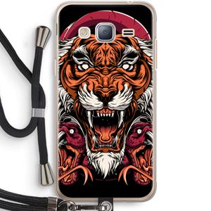 CaseCompany Tiger and Rattlesnakes: Samsung Galaxy J3 (2016) Transparant Hoesje met koord