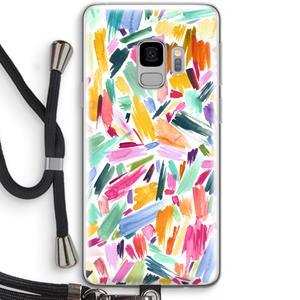 CaseCompany Watercolor Brushstrokes: Samsung Galaxy S9 Transparant Hoesje met koord