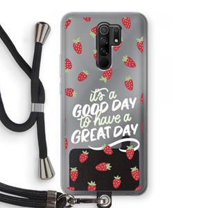 CaseCompany Don't forget to have a great day: Xiaomi Redmi 9 Transparant Hoesje met koord