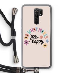 CaseCompany Happy days: Xiaomi Redmi 9 Transparant Hoesje met koord