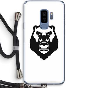 CaseCompany Angry Bear (white): Samsung Galaxy S9 Plus Transparant Hoesje met koord