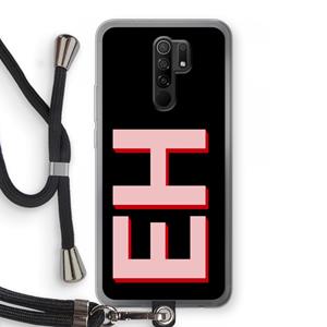 CaseCompany Monogram: Xiaomi Redmi 9 Transparant Hoesje met koord