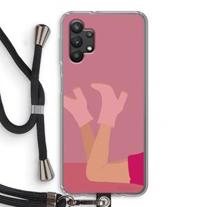 CaseCompany Pink boots: Samsung Galaxy A32 5G Transparant Hoesje met koord