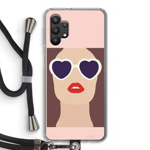 CaseCompany Red lips: Samsung Galaxy A32 5G Transparant Hoesje met koord