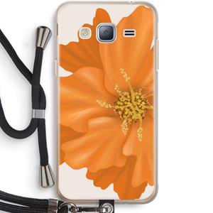 CaseCompany Orange Ellila flower: Samsung Galaxy J3 (2016) Transparant Hoesje met koord