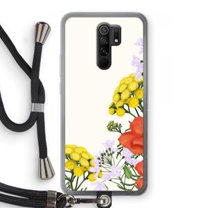 CaseCompany Wilde bloemen: Xiaomi Redmi 9 Transparant Hoesje met koord