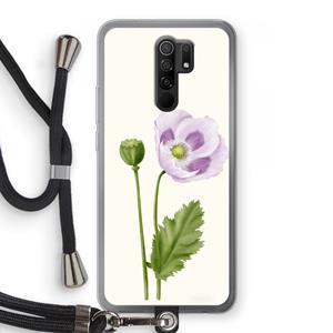CaseCompany Purple poppy: Xiaomi Redmi 9 Transparant Hoesje met koord