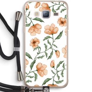 CaseCompany Peachy flowers: Samsung Galaxy J3 (2016) Transparant Hoesje met koord