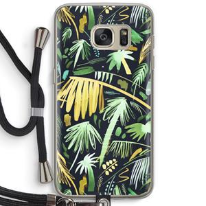 CaseCompany Tropical Palms Dark: Samsung Galaxy S7 Transparant Hoesje met koord