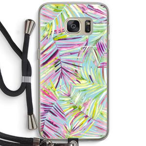 CaseCompany Tropical Palms Blue: Samsung Galaxy S7 Transparant Hoesje met koord