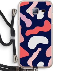 CaseCompany Memphis Shapes Pink: Samsung Galaxy J3 (2016) Transparant Hoesje met koord