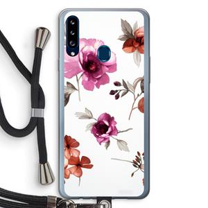 CaseCompany Geschilderde bloemen: Samsung Galaxy A20s Transparant Hoesje met koord