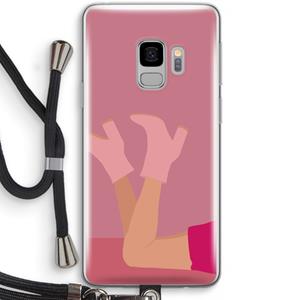 CaseCompany Pink boots: Samsung Galaxy S9 Transparant Hoesje met koord