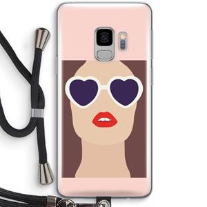 CaseCompany Red lips: Samsung Galaxy S9 Transparant Hoesje met koord