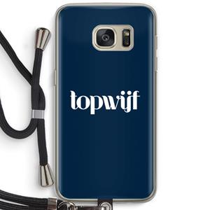 CaseCompany Topwijf Navy: Samsung Galaxy S7 Transparant Hoesje met koord