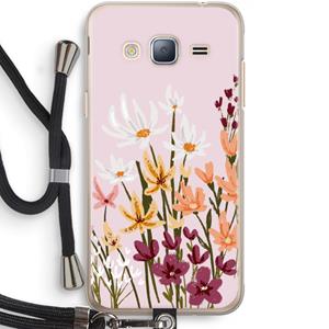 CaseCompany Painted wildflowers: Samsung Galaxy J3 (2016) Transparant Hoesje met koord