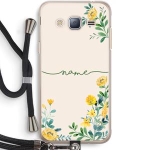 CaseCompany Gele bloemen: Samsung Galaxy J3 (2016) Transparant Hoesje met koord
