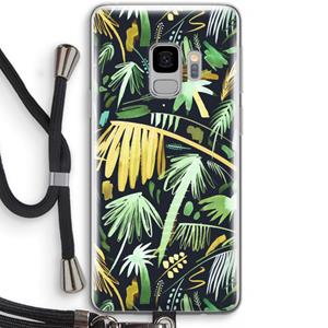 CaseCompany Tropical Palms Dark: Samsung Galaxy S9 Transparant Hoesje met koord