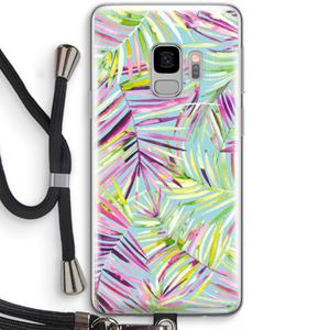 CaseCompany Tropical Palms Blue: Samsung Galaxy S9 Transparant Hoesje met koord