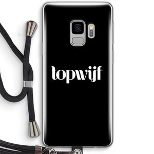 CaseCompany Topwijf Zwart: Samsung Galaxy S9 Transparant Hoesje met koord